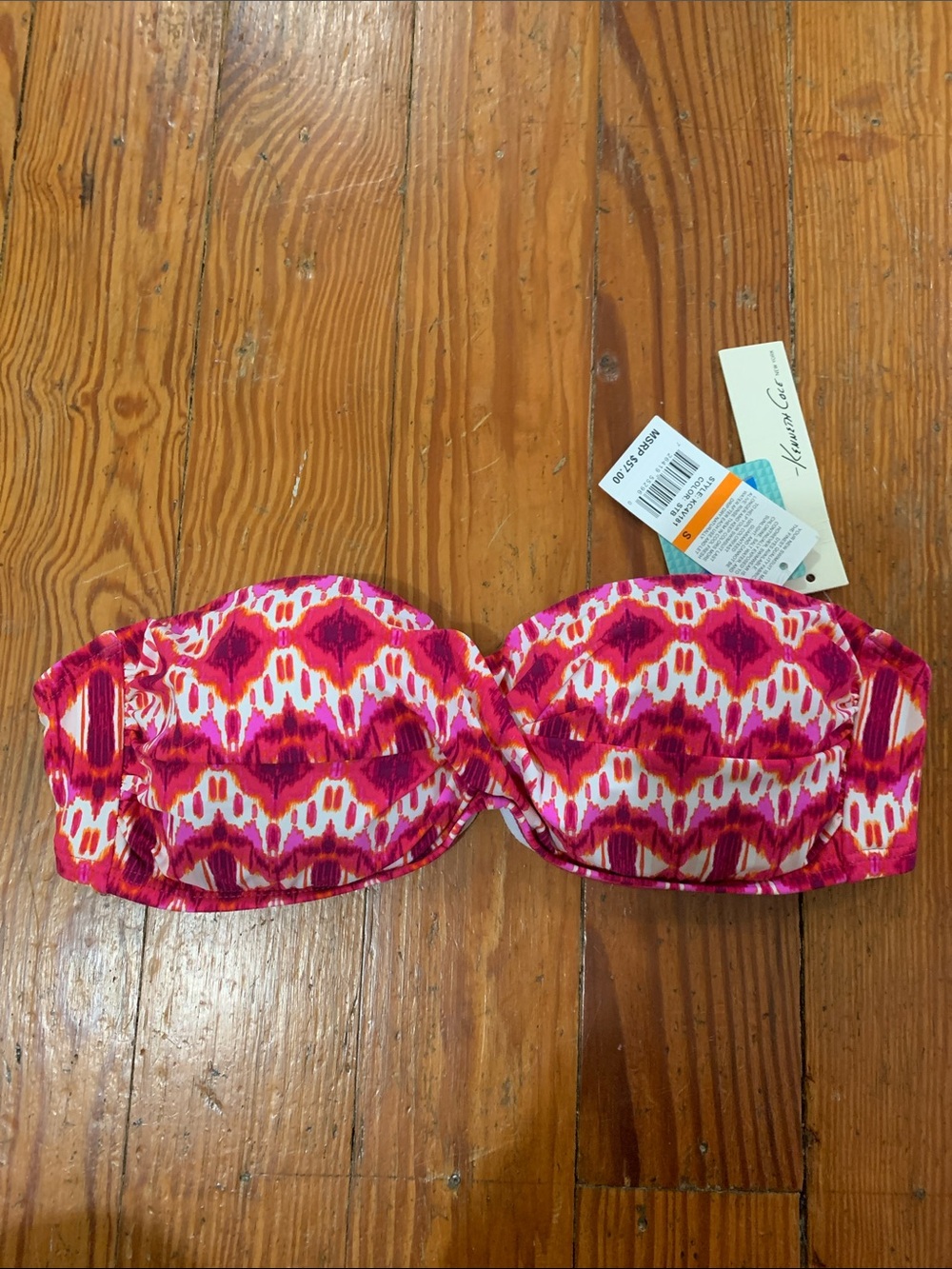 Kenneth Cole Printed Bandeau Swim Top